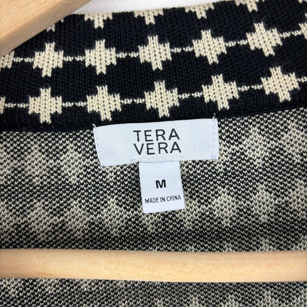 FALL VIBES Houndstooth Sweater – Mock Neck Full Zip Knit – Size M - Picture 4 of 7
